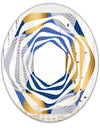 Retro Luxury Waves In Gold and Blue X - Modern Round or Oval Wall Mirror - Whirl