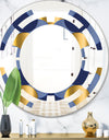 Retro Luxury Waves In Gold and Blue VIII - Modern Round or Oval Wall Mirror - Space