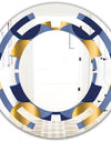 Retro Luxury Waves In Gold and Blue VIII - Modern Round or Oval Wall Mirror - Space