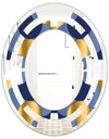Retro Luxury Waves In Gold and Blue VIII - Modern Round or Oval Wall Mirror - Space