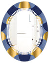 Retro Luxury Waves In Gold and Blue VIII - Modern Round or Oval Wall Mirror - Triple C