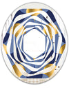 Retro Luxury Waves In Gold and Blue VIII - Modern Round or Oval Wall Mirror - Whirl