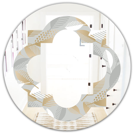 Luxury geometric fall leaves pattern - Modern Round or Oval Wall Mirror - Quatrefoil