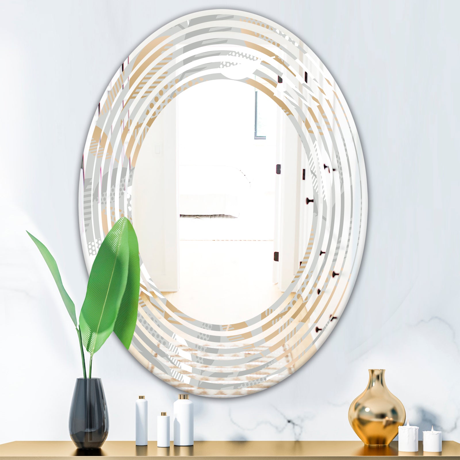 Porch Den 'Luxury geometric Fall Leaves Pattern - Wall Mirror