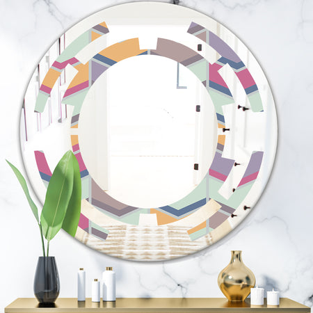 Abstract Retro Geometrical Design X - Modern Round or Oval Wall Mirror - Space