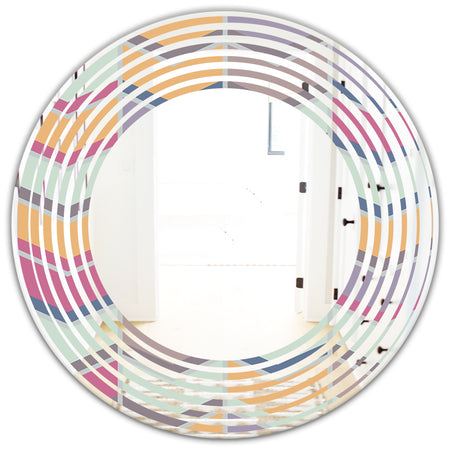 Abstract Retro Geometrical Design X - Modern Round or Oval Wall Mirror - Wave