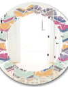 Abstract Retro Geometrical Design X - Modern Round or Oval Wall Mirror - Leaves