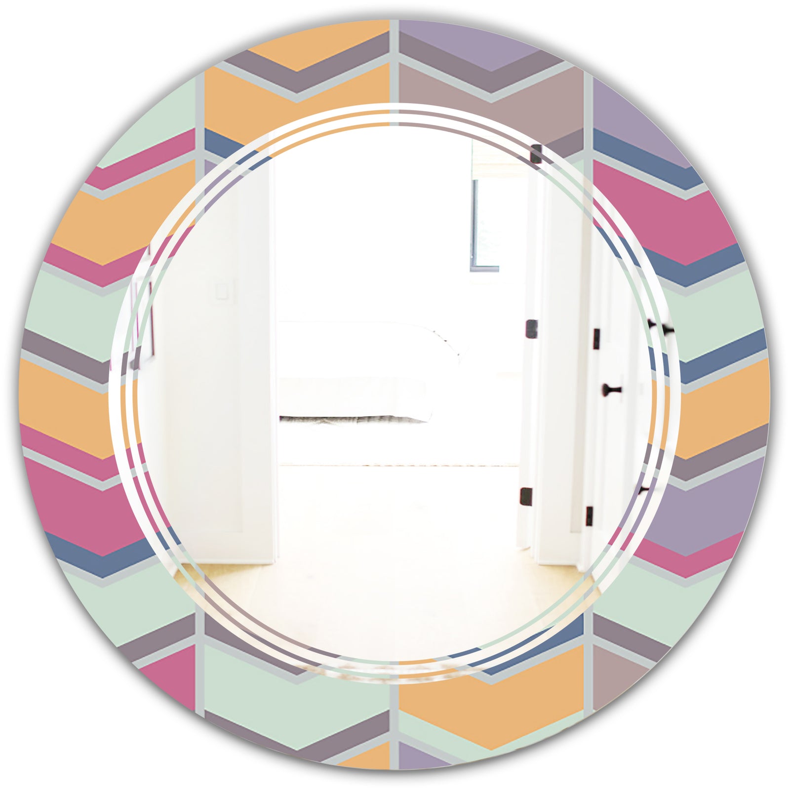 Abstract Retro Geometrical Design X - Modern Round or Oval Wall Mirror - Triple C