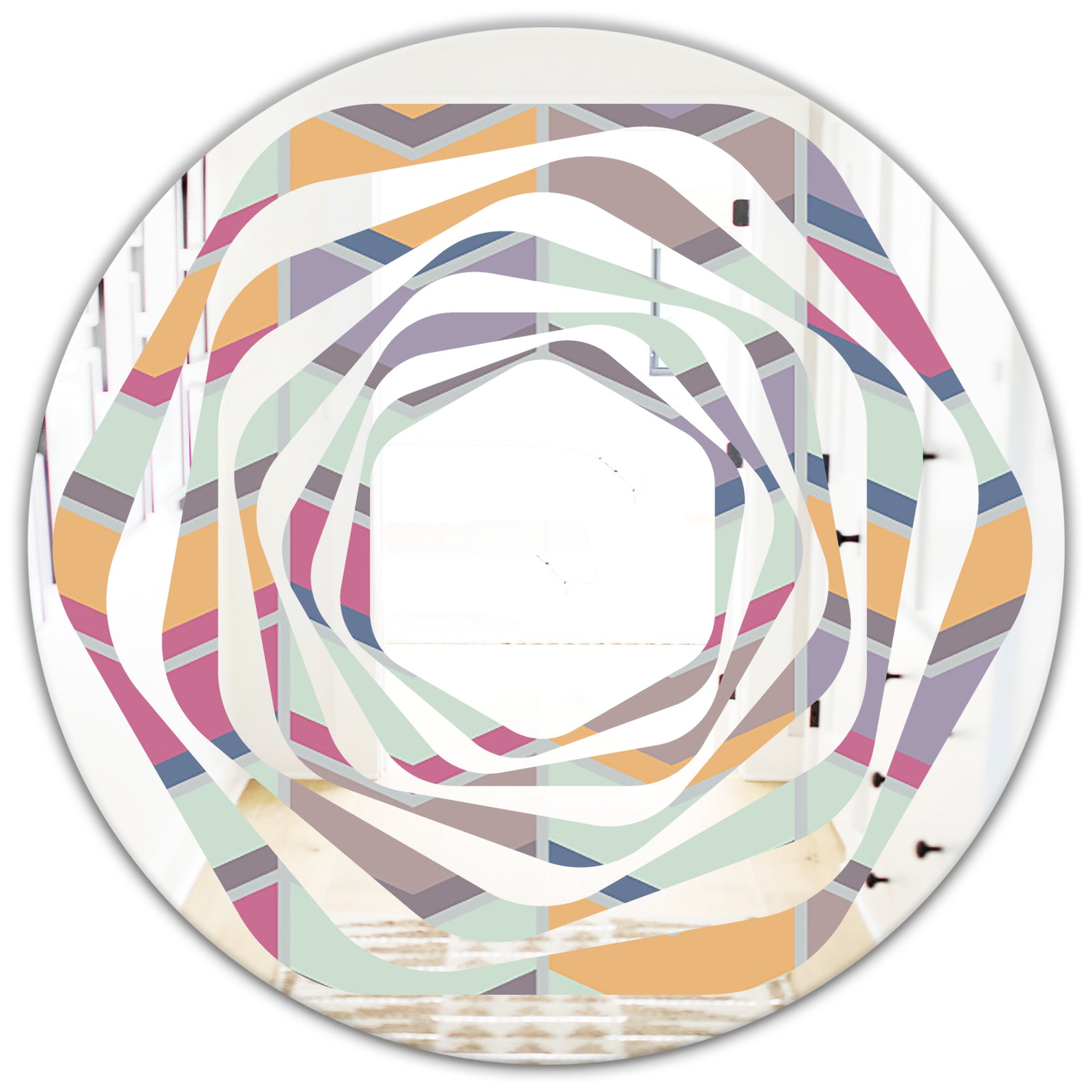 Abstract Retro Geometrical Design X - Modern Round or Oval Wall Mirror - Whirl