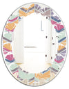 Abstract Retro Geometrical Design X - Modern Round or Oval Wall Mirror - Leaves