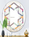 Abstract Retro Geometrical Design X - Modern Round or Oval Wall Mirror - Hexagon Star