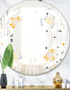Retro Floral Pattern VIII - Modern Round or Oval Wall Mirror - Space