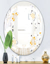 Retro Floral Pattern VIII - Modern Round or Oval Wall Mirror - Space