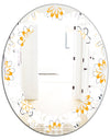 Retro Floral Pattern VIII - Modern Round or Oval Wall Mirror - Leaves