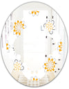 Retro Floral Pattern VIII - Modern Round or Oval Wall Mirror - Quatrefoil