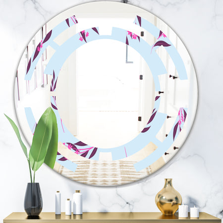 Bright Eucalyptus Floral Pattern I - Cottage Round or Oval Wall Mirror - Space