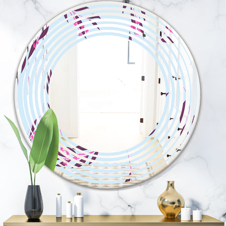 Bright Eucalyptus Floral Pattern I - Cottage Round or Oval Wall Mirror - Wave