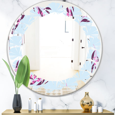 Bright Eucalyptus Floral Pattern I - Cottage Round or Oval Wall Mirror - Leaves