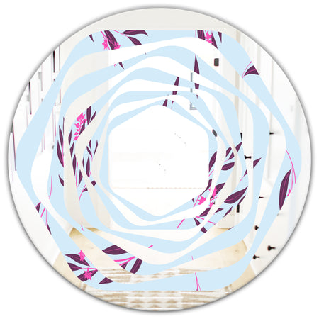 Bright Eucalyptus Floral Pattern I - Cottage Round or Oval Wall Mirror - Whirl