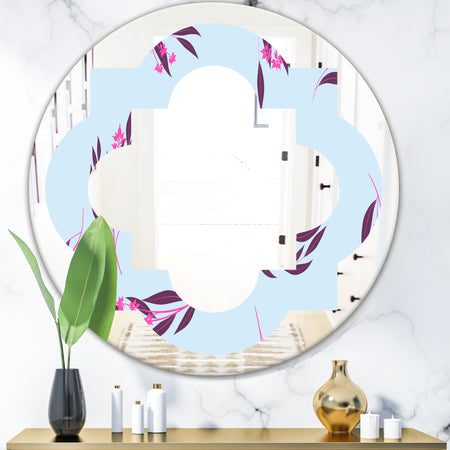 Bright Eucalyptus Floral Pattern I - Cottage Round or Oval Wall Mirror - Quatrefoil