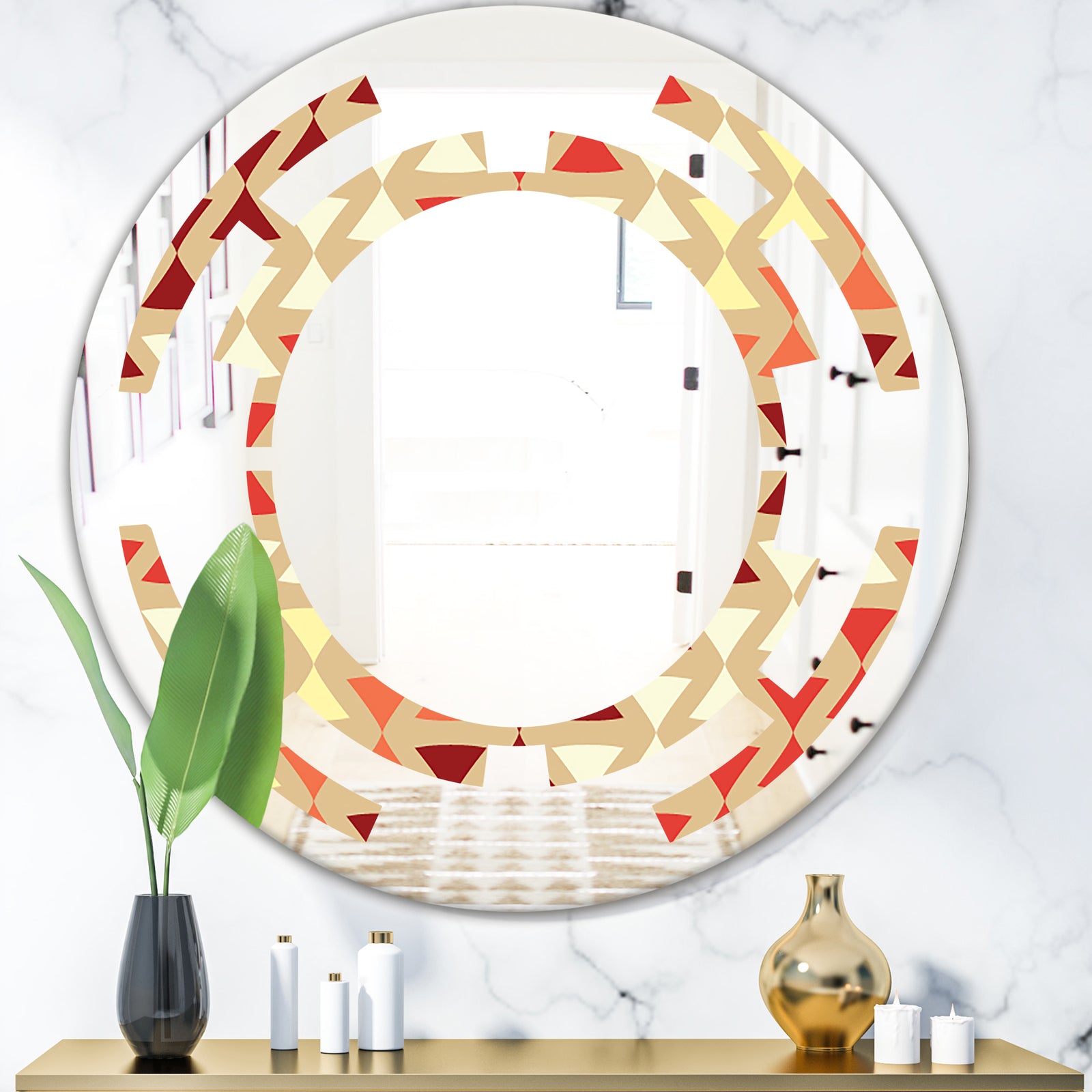 Triangular Retro Design IX - Modern Round or Oval Wall Mirror - Space