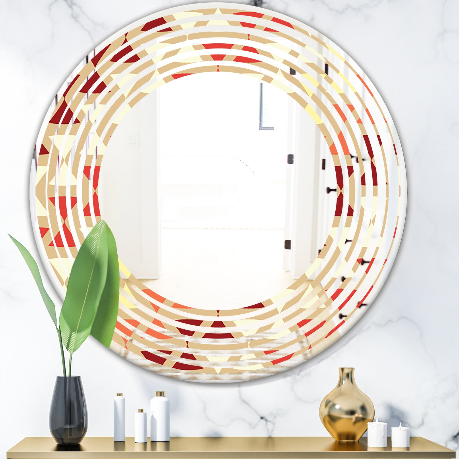 Triangular Retro Design IX - Modern Round or Oval Wall Mirror - Wave