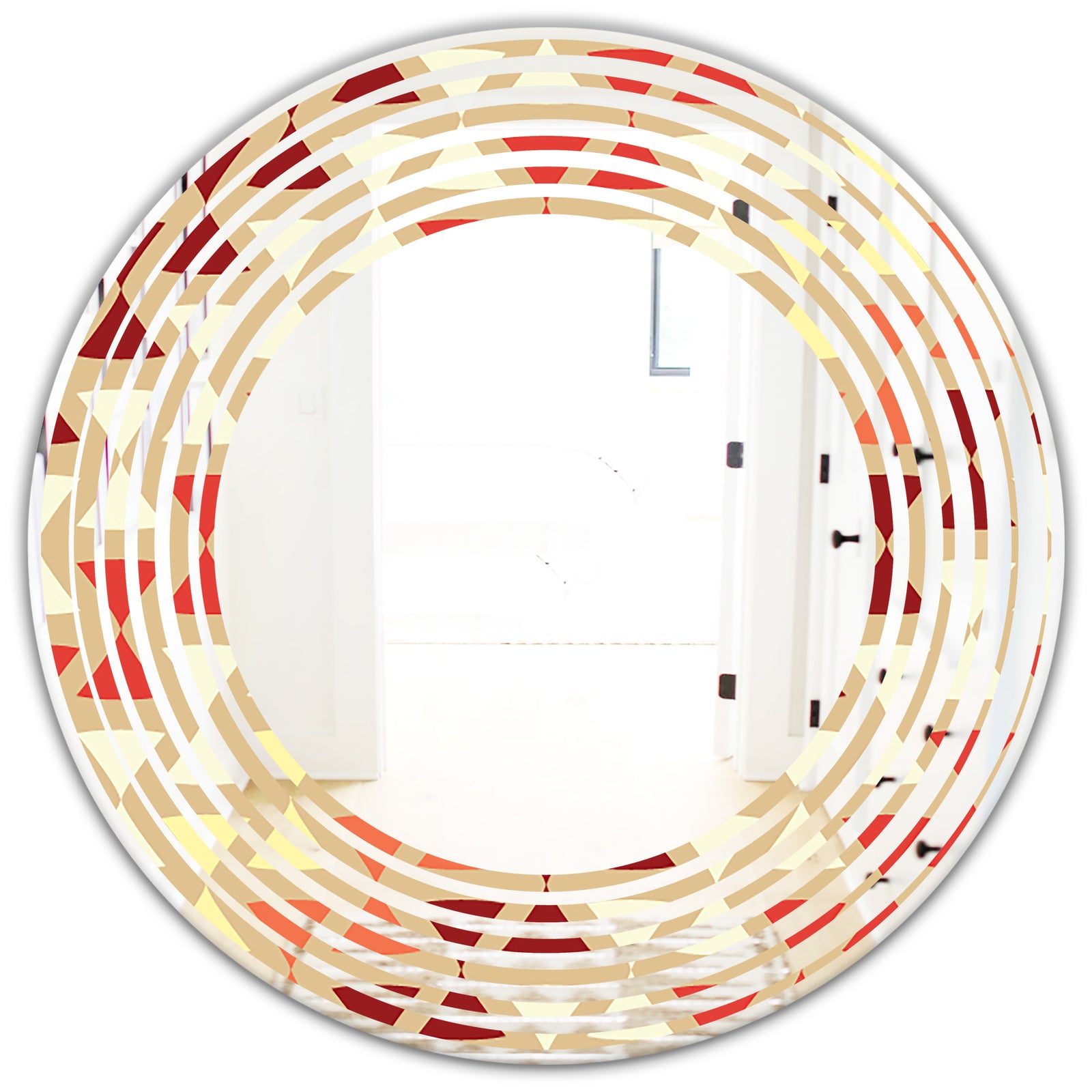 Triangular Retro Design IX - Modern Round or Oval Wall Mirror - Wave