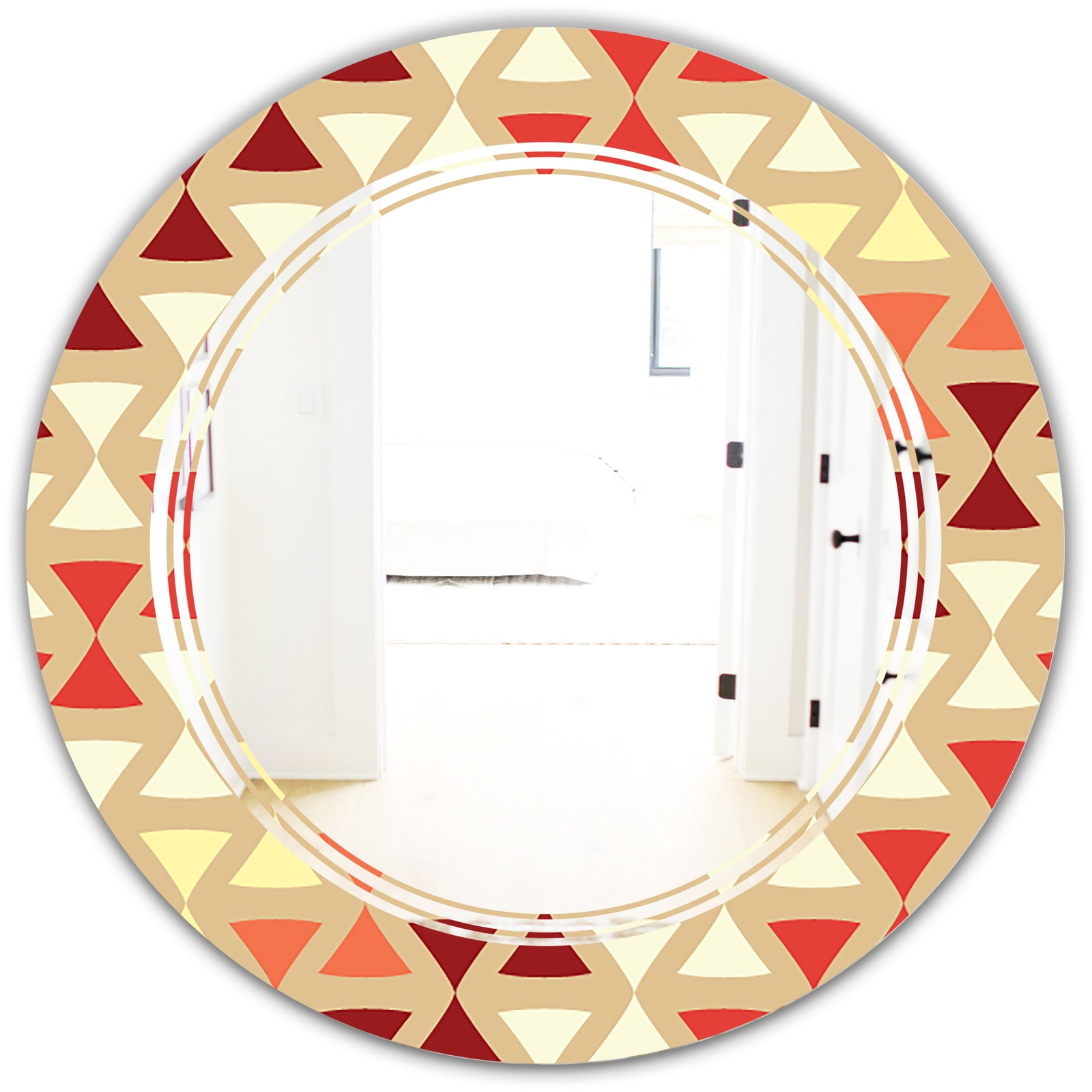 Triangular Retro Design IX - Modern Round or Oval Wall Mirror - Triple C