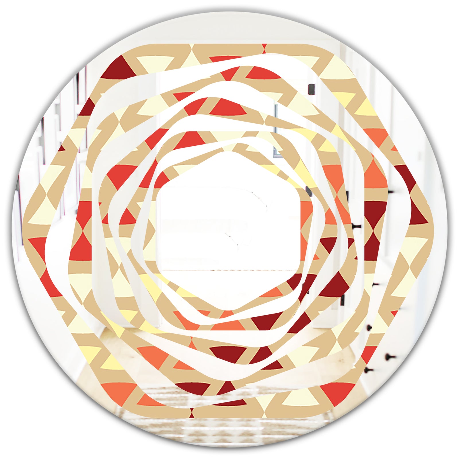 Triangular Retro Design IX - Modern Round or Oval Wall Mirror - Whirl