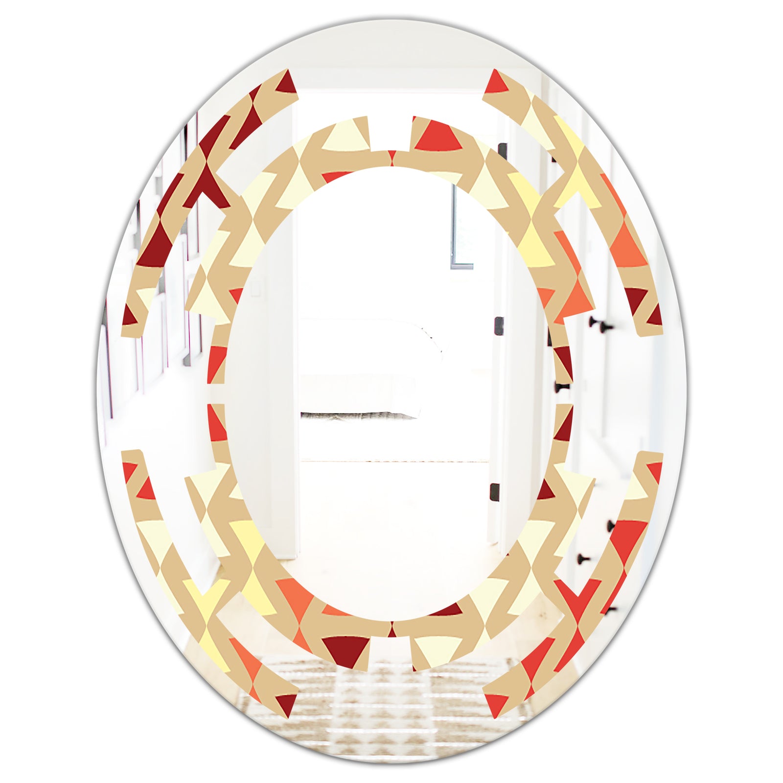 Triangular Retro Design IX - Modern Round or Oval Wall Mirror - Space