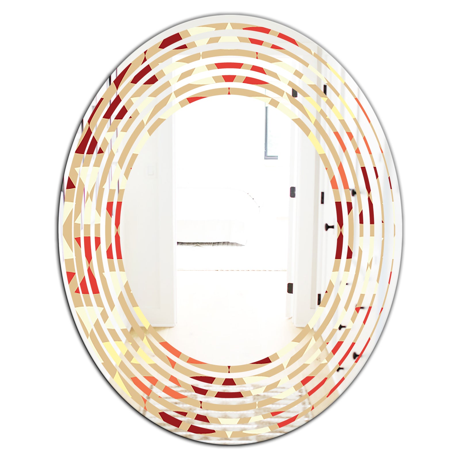 Triangular Retro Design IX - Modern Round or Oval Wall Mirror - Wave
