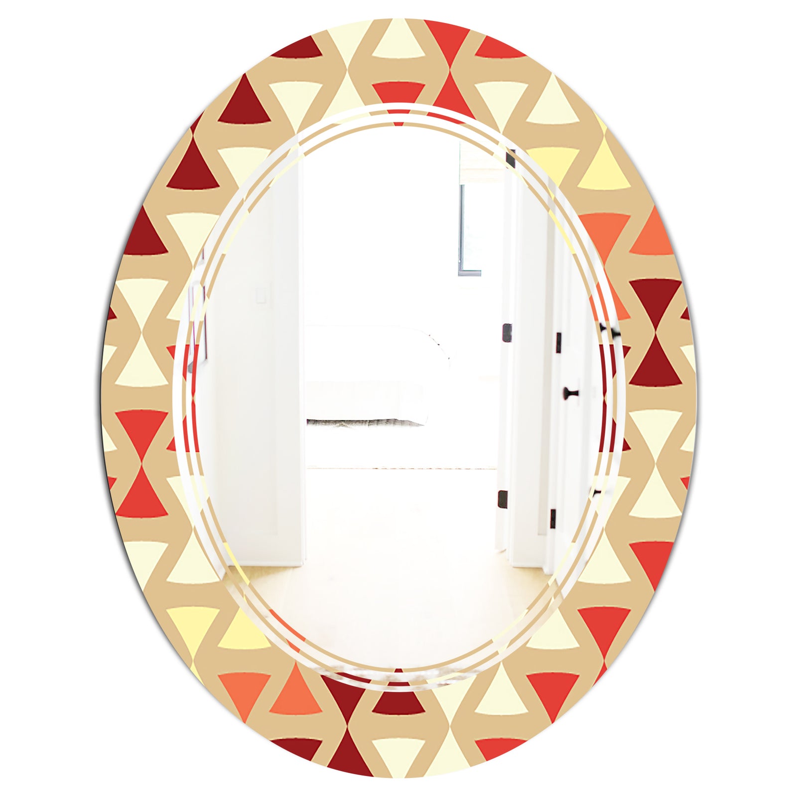 Triangular Retro Design IX - Modern Round or Oval Wall Mirror - Triple C
