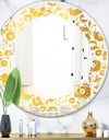 Golden Floral I - Modern Round or Oval Wall Mirror - Leaves
