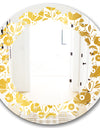 Golden Floral I - Modern Round or Oval Wall Mirror - Leaves