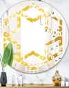 Golden Floral I - Modern Round or Oval Wall Mirror - Hexagon Star