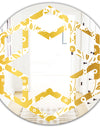 Golden Floral I - Modern Round or Oval Wall Mirror - Hexagon Star