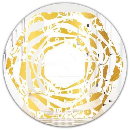 Golden Floral I - Modern Round or Oval Wall Mirror - Whirl