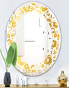 Golden Floral I - Modern Round or Oval Wall Mirror - Leaves