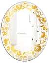 Golden Floral I - Modern Round or Oval Wall Mirror - Leaves