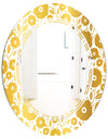 Golden Floral I - Modern Round or Oval Wall Mirror - Triple C