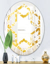 Golden Floral I - Modern Round or Oval Wall Mirror - Hexagon Star
