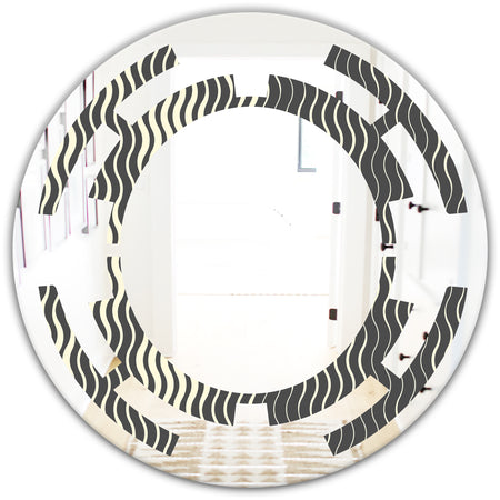 Retro Geometrical Abstract Minimal Pattern V - Modern Round or Oval Wall Mirror - Space