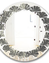 Retro Geometrical Abstract Minimal Pattern V - Modern Round or Oval Wall Mirror - Leaves