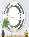 Retro Geometrical Abstract Minimal Pattern V - Modern Round or Oval Wall Mirror - Space