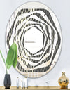 Retro Geometrical Abstract Minimal Pattern V - Modern Round or Oval Wall Mirror - Whirl