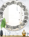 Mimimal Black and White Design II - Modern Round or Oval Wall Mirror - Leaves