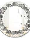 Mimimal Black and White Design II - Modern Round or Oval Wall Mirror - Leaves