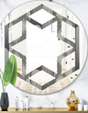 Mimimal Black and White Design II - Modern Round or Oval Wall Mirror - Hexagon Star