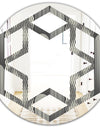 Mimimal Black and White Design II - Modern Round or Oval Wall Mirror - Hexagon Star