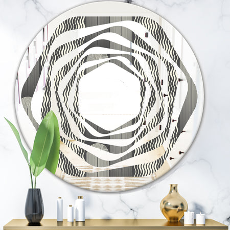 Mimimal Black and White Design II - Modern Round or Oval Wall Mirror - Whirl
